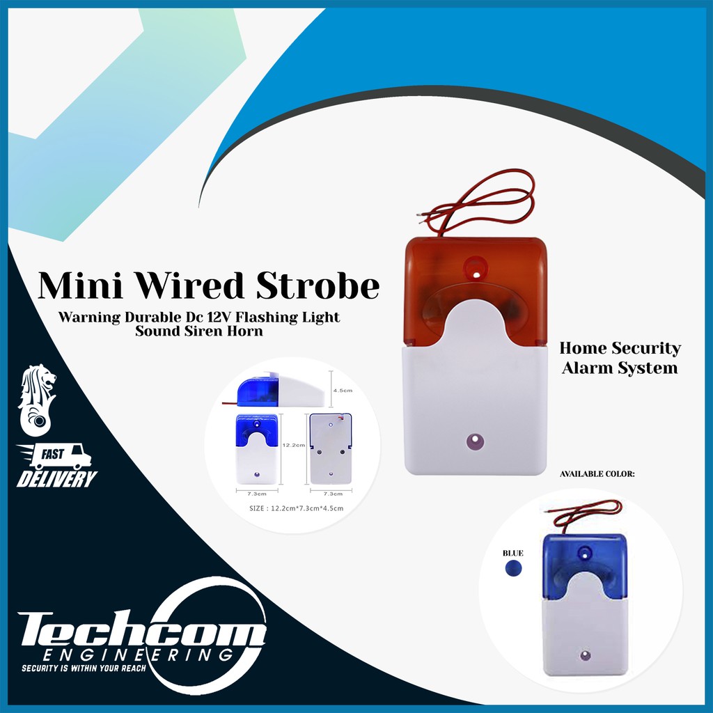 1Pc Mini Strobe Wired Siren Indicator Light Sound Alarm Lamp Flashing Light NIA 