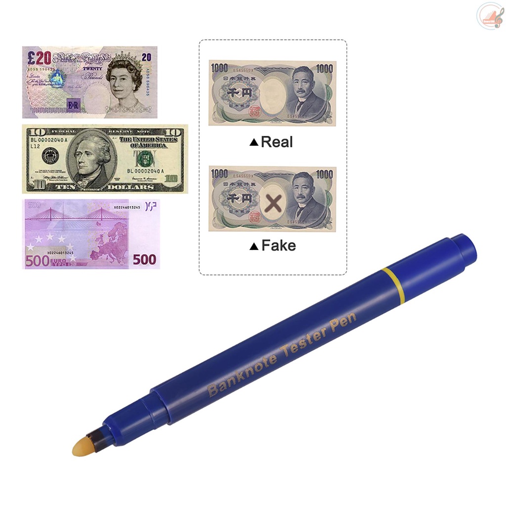 H Y Portable Mini Banknote Tester Pen Counterfeit Money Detector Pen Money Marker Currency Cash Checker Fake Dollar Marker With Ball Point Pen For Us Dollar Euro Pound Yen Won Shopee Singapore