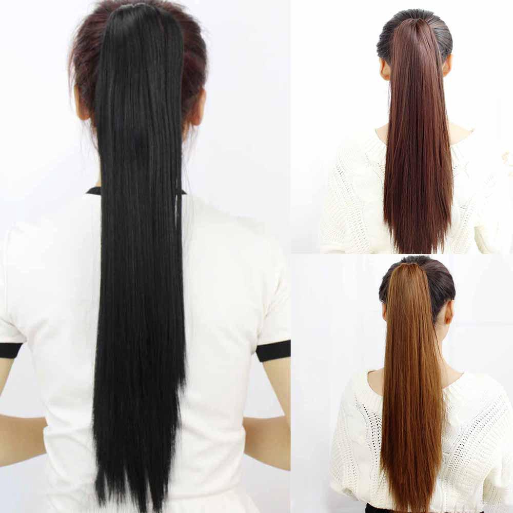 60cm Claw Thick Wavy Straight Pony Tail Long Layered Ponytail Clip