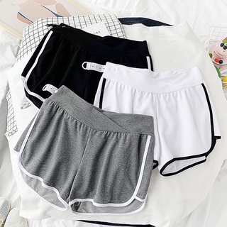 Image of Pregnant Women Low-Waist Pure Cotton Adjustable Buckle Belly Lift Outer Wear Shorts Split