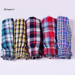 Dota_Casual Plaid Print Elastic Waist Men Underwear Summer Beach Pants Boxers Shorts