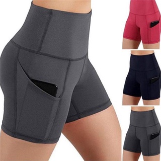 New Skin-friendly Fashion Yoga Pants with Pocket Slim Hip Lift Sports Fitness Shorts Leggings Safety Shorts