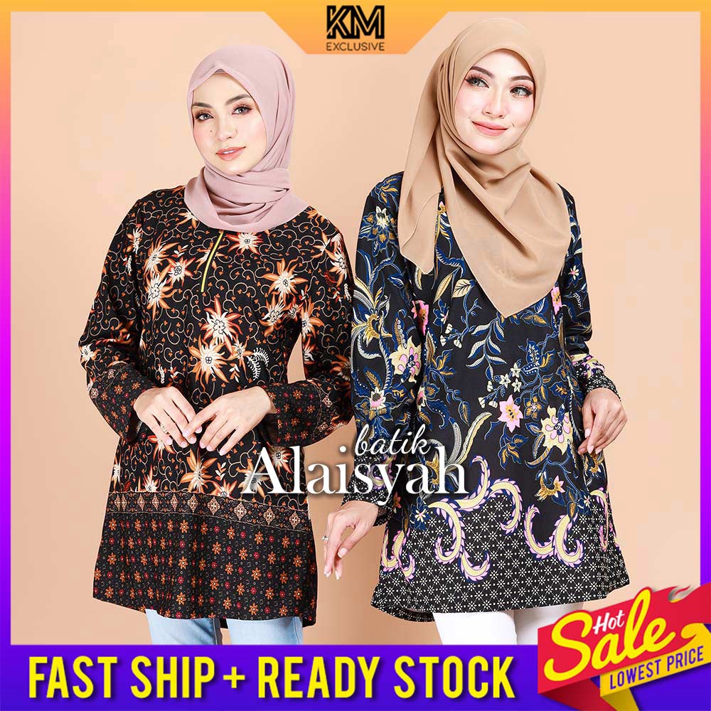 KM Muslimah S 5XL Plus Size Alaisyah Flora Batik  Front Zip  