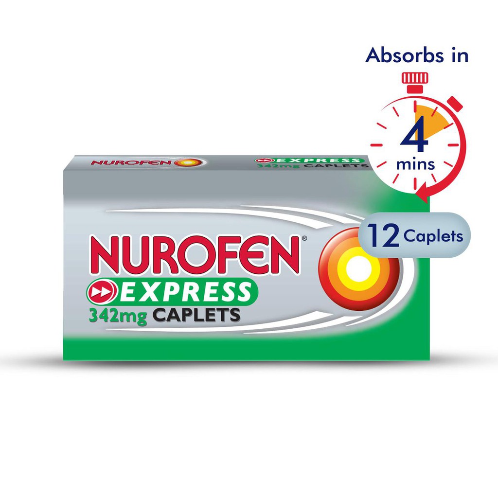 Nurofen Express Tablets Relief For Pain And Fever 342mg - 12 Tablets ...