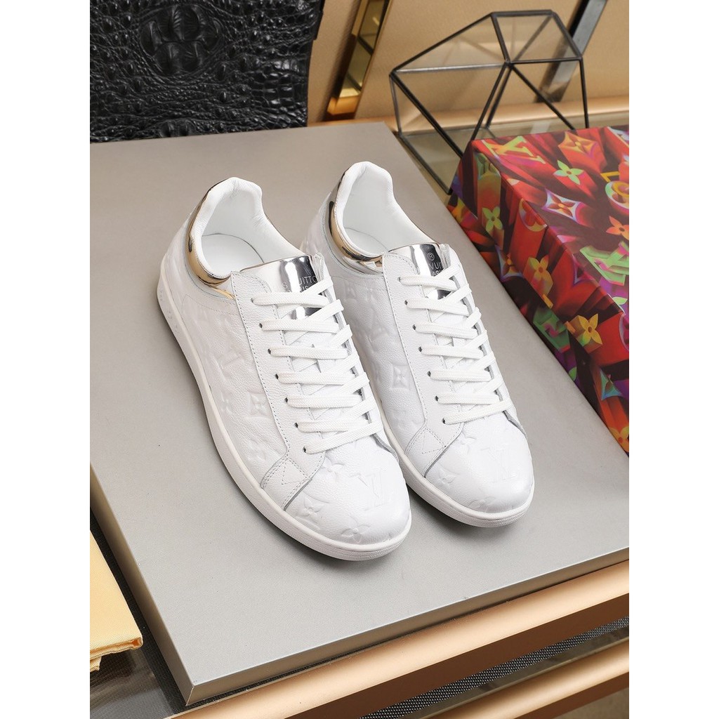 Original 2020 LV Louis Vuitton Men&#39;s White Leather Sneakers Low-Tops Shoes Size: 38-44 126009 ...