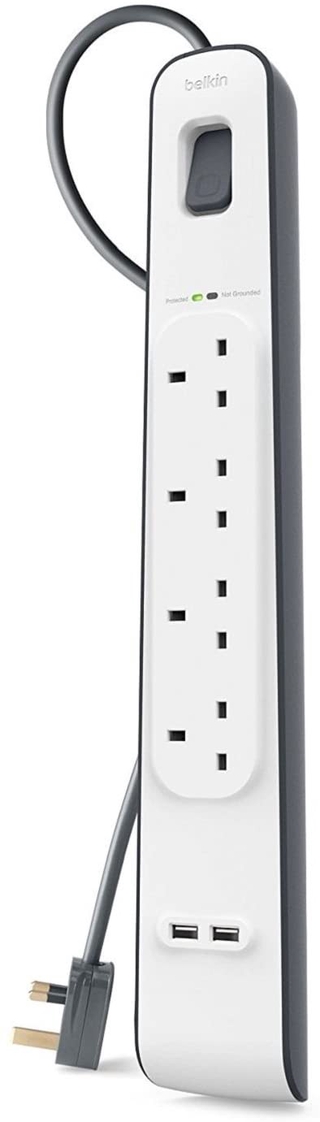 Belkin Surge Protection Extension Lead Strip With 2 X 2.4 A Shared USB ...