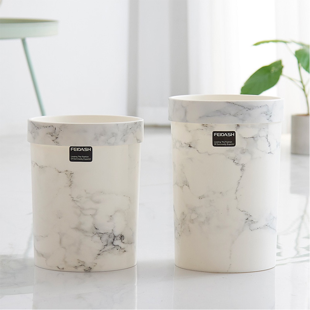 Office Garbage Bucket Without Lid European Style Dustbin Marble Pattern