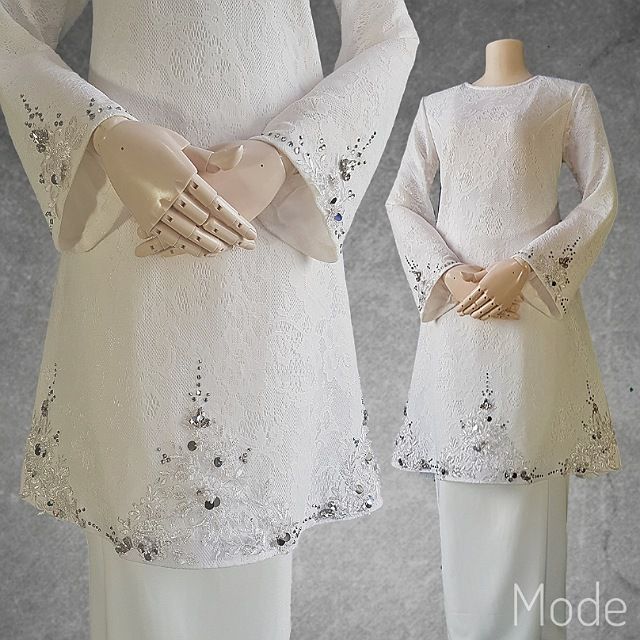 Couture Simple Classic Baju Nikah Off White Lace Shopee Singapore