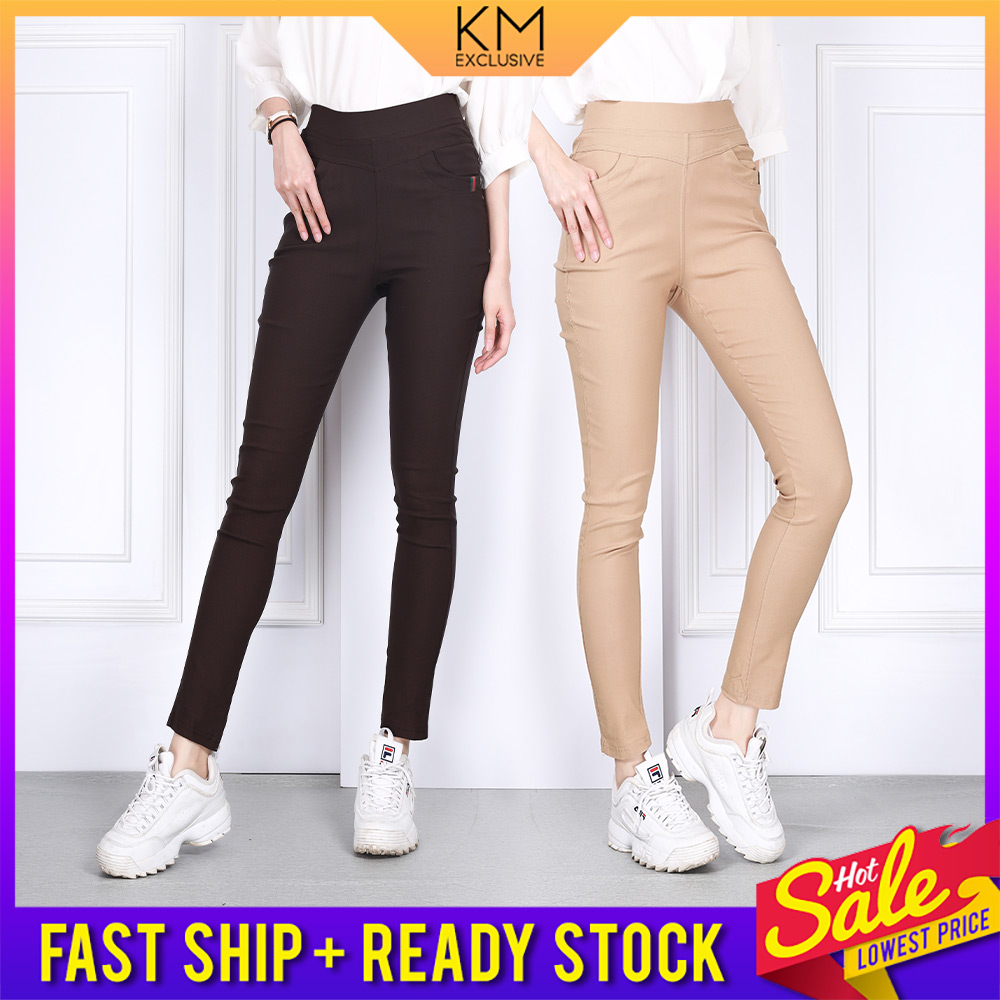 Shop Malaysia Km L 6xl Women Plus Size Trendall Pants Elastic Ready Stock Slim Fit Casual Office Work Seluar Panjang Wanita P33068 Shopee Singapore