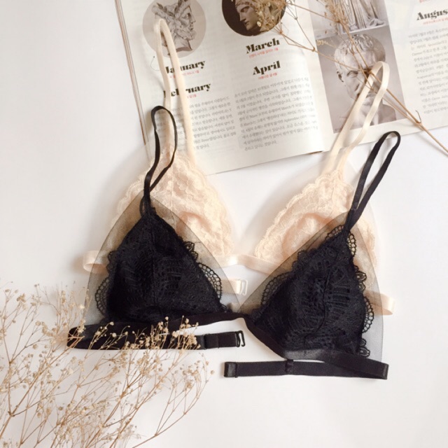 Design bralette - Mesh chiffon lace bralette (With self-rotating clip ...