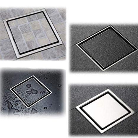 Square Shower Drain 4-Inch, Tile Insert 