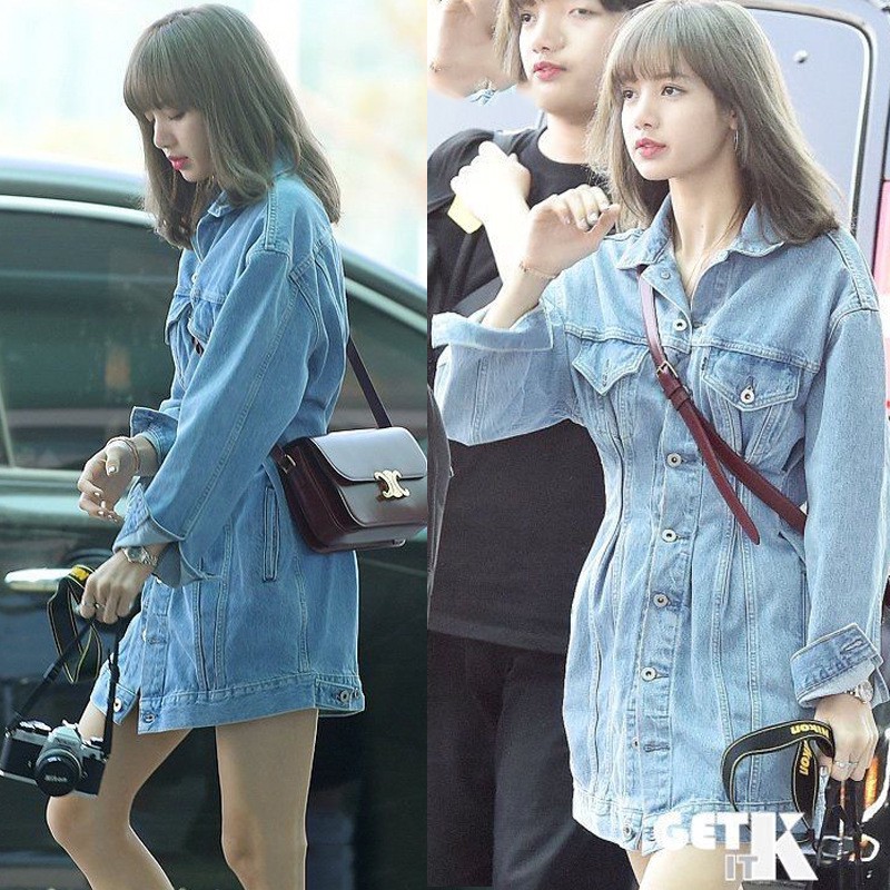 oversized denim jacket with dress