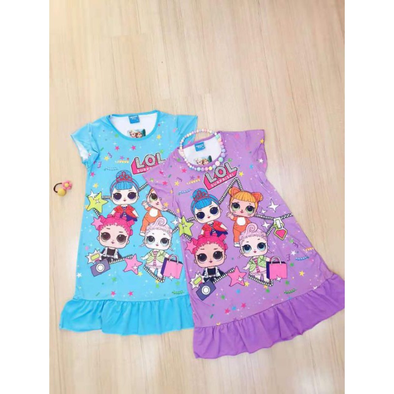 LOCALL SELLERGirls Sleeping Gown Kids Pyjamas Dress Drifit Dress ready stock PJELSA MINNIE POKEMON