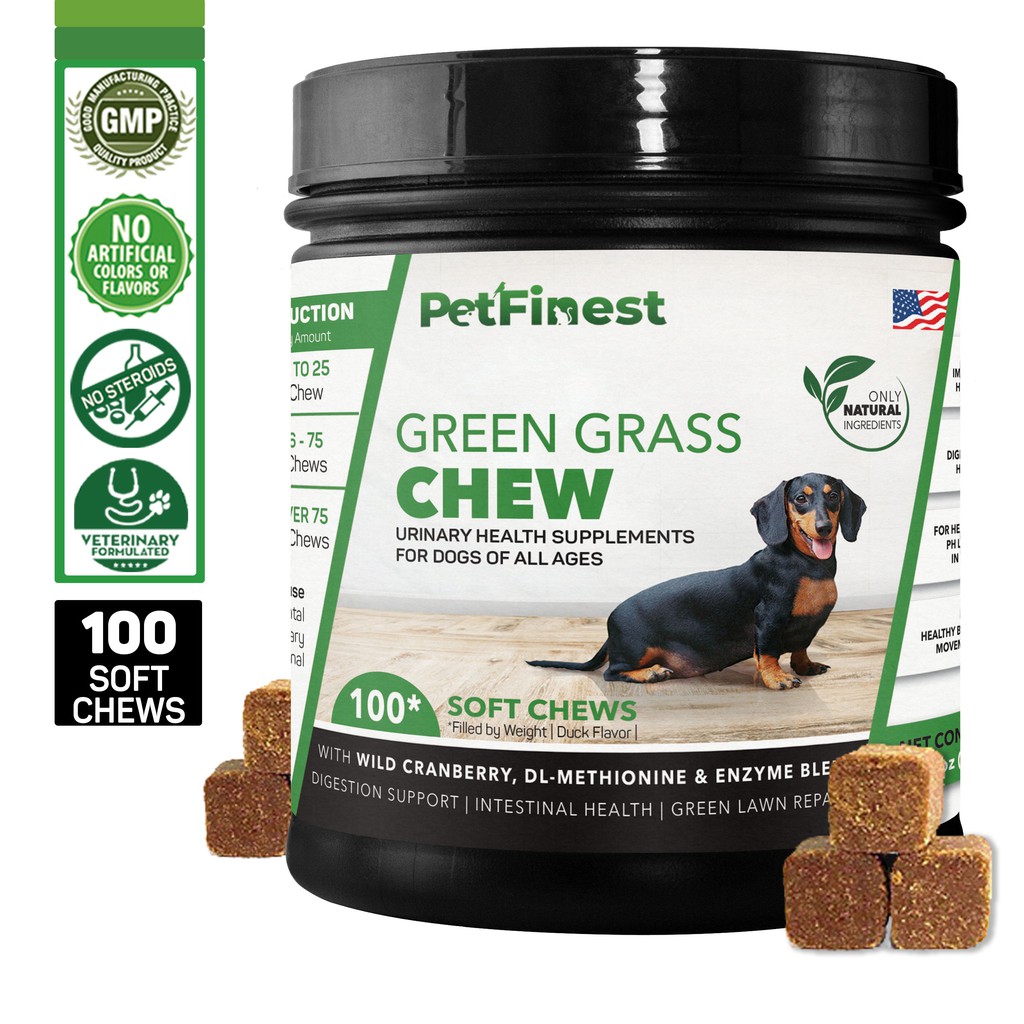 PetFinest Green Grass Chew Pet Dog Pee Supplement Lawn Spot Saver