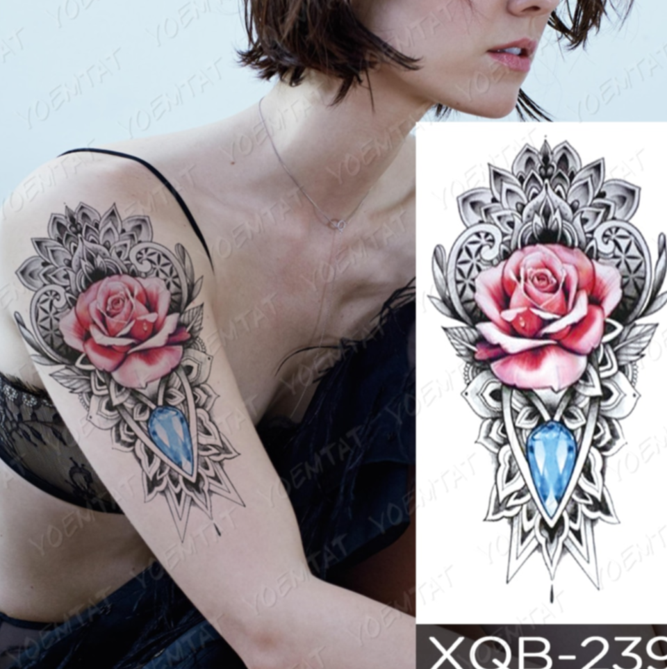 Image of Nightclubs, bars, young people Gift to friend Trendy personality Popular Singapore  Hot in Europe and America Waterproof Temporary Tattoo Sticker I Love You Flash Tattoos Lip Print Butterfly Flowers Body Art Arm Fake Sleeve Tatoo Women #5