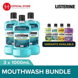 Image of [Bundle of 3] Listerine Mouthwash 1000ml - Cool Mint, Healthy White, Original, Total Care, Green Tea