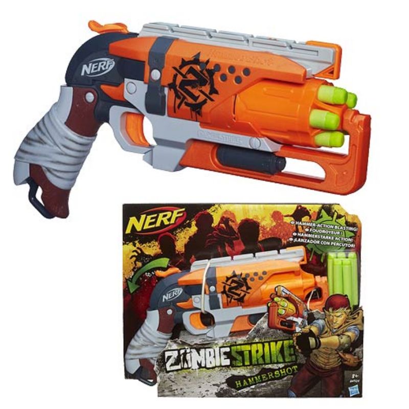 BNIB: NERF Zombie Strike Hammershot Blaster Pull-Back Hammer-Blasting ...