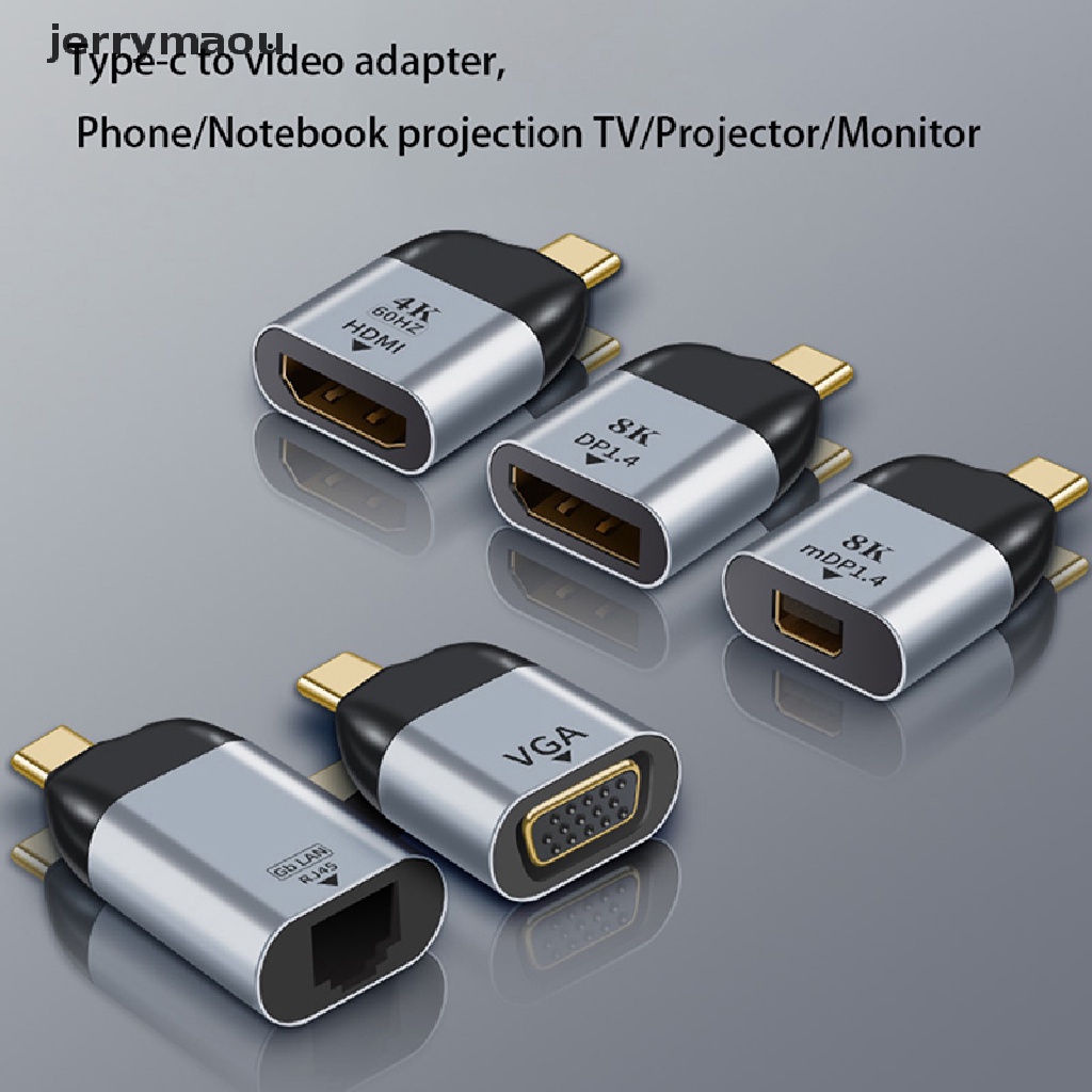 [JER] UHD 8K Type-C to Hdmi/VGA/DP/RJ45/Mini DP Video Converter 4K 60Hz