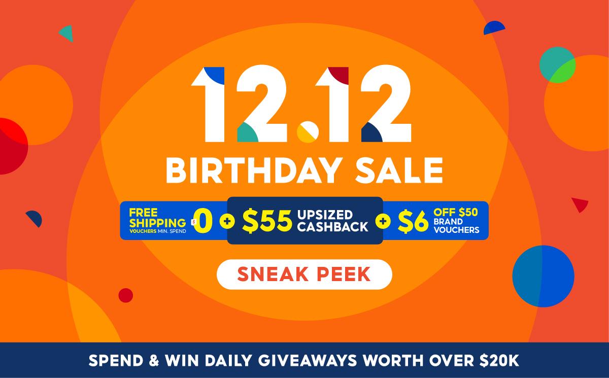 12.12 Birthday Sale {{Year}} | $55 Upsized Cashback | Shopee Singapore
