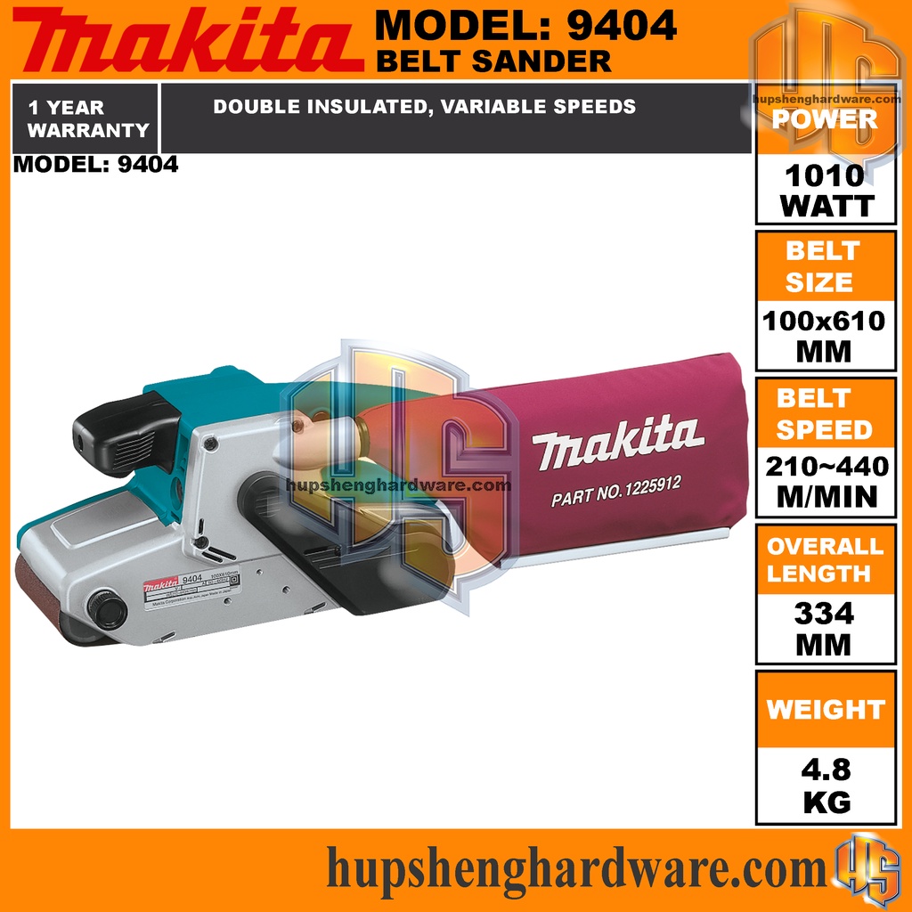 Makita 9404 Belt Sander Variable Speed 210 440m Min Belt Size 100x610mm Power 1010w Makita 9404 Shopee Singapore