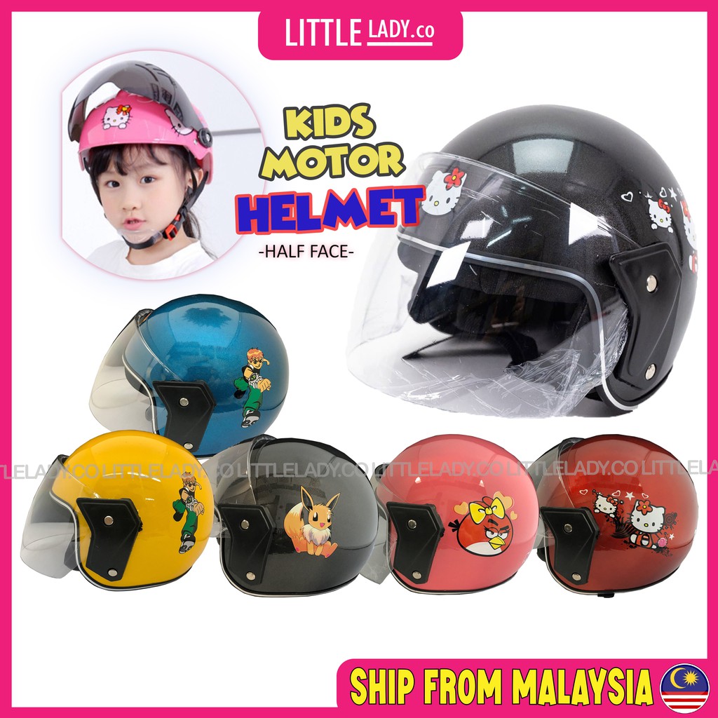 Helmet Motorcycle For Children Half Surface Safety Helmet For Kids Cartoon Design Helmet Motor Budak Helmet Kanak Kanak Shopee Singapore