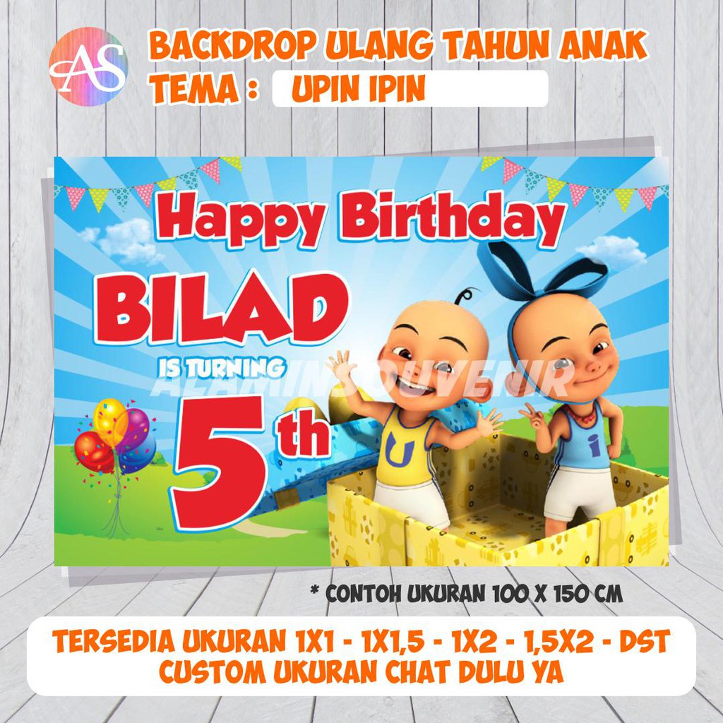 Upin Ipin Children S Birthday Banner Size 1 5x1 5 Shopee Singapore