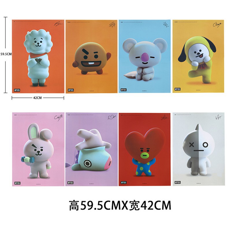 Kpop Bts Bt21 Paragraph Poster Tata Waterproof Poster Rj Placard