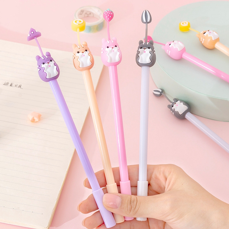 1pcs Creative Cartoon Soft Cute Hamster Silicone Gel Pen Cute Student 