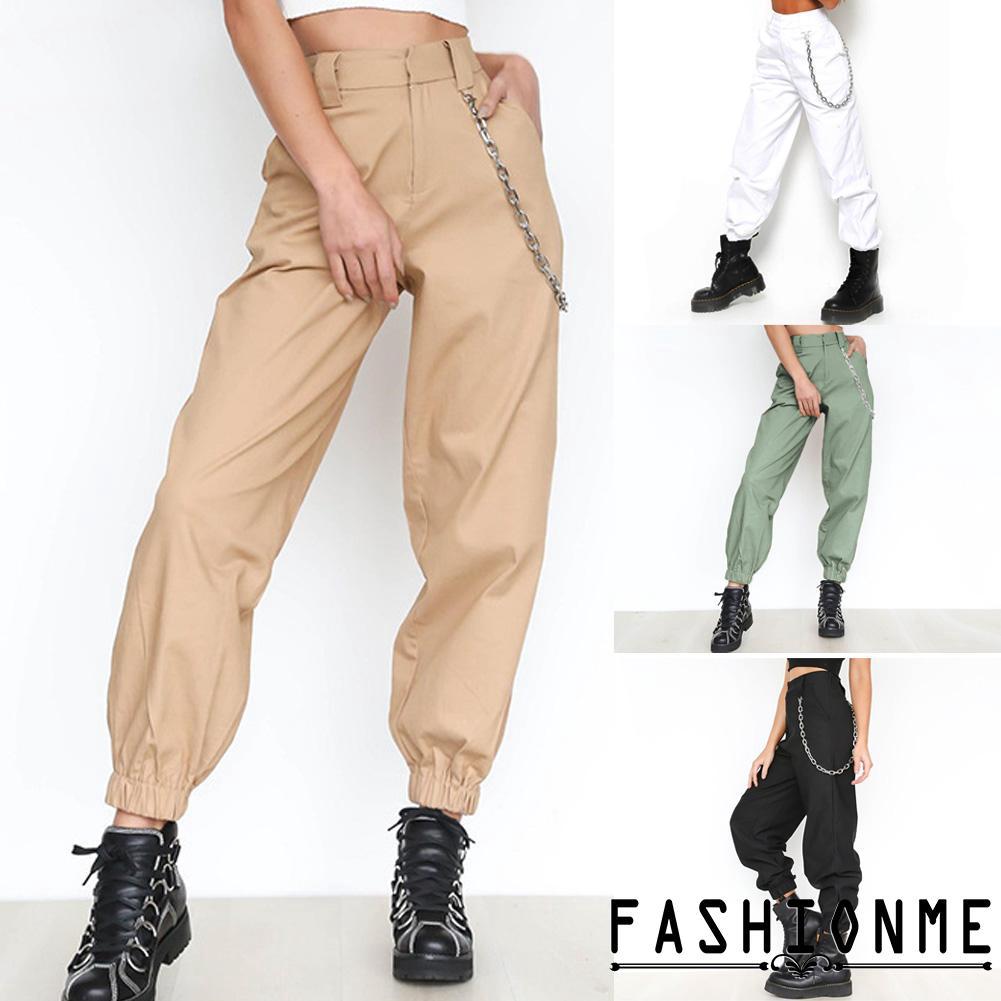 OEG Women Cargo  Pants  High Waist Jogger Skinny Trousers 