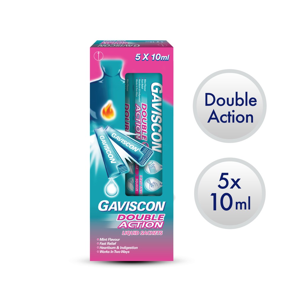 Gaviscon Liquid Sachets Double Action for Heartburn and Indigestion