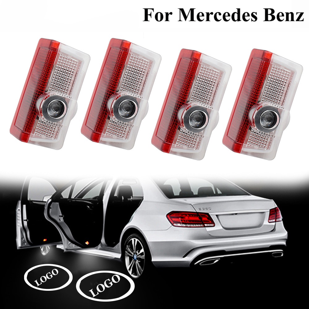 LED Welcome Light Projector Door Shadow Light Car Ghost Shadow Light For Benz A Class W176 W177 2Pcs Car Door Light Fit for Benz C W205/ E W212 W213/GLS X166/ GLC X253 C253/GLA X156/GLE W166/AMG 