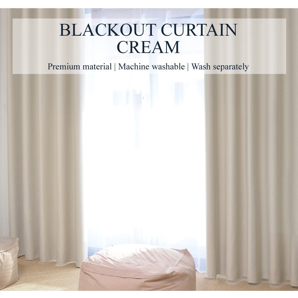 Set Of 2pcs Sunlight Blackout Curtains Eyelet Or Hooks Cream