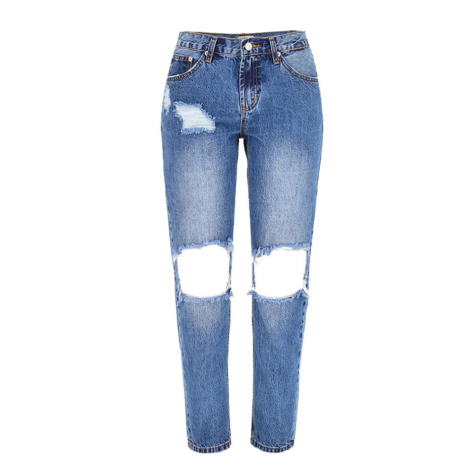 Street Knee Hole Destroyed Jeans For Women Low Waist Ripped Boyfriend Jeans Woman Loose Straight Ankle Jeans Denim Pants Shopee Singapore