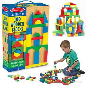 melissa & doug wooden building blocks set