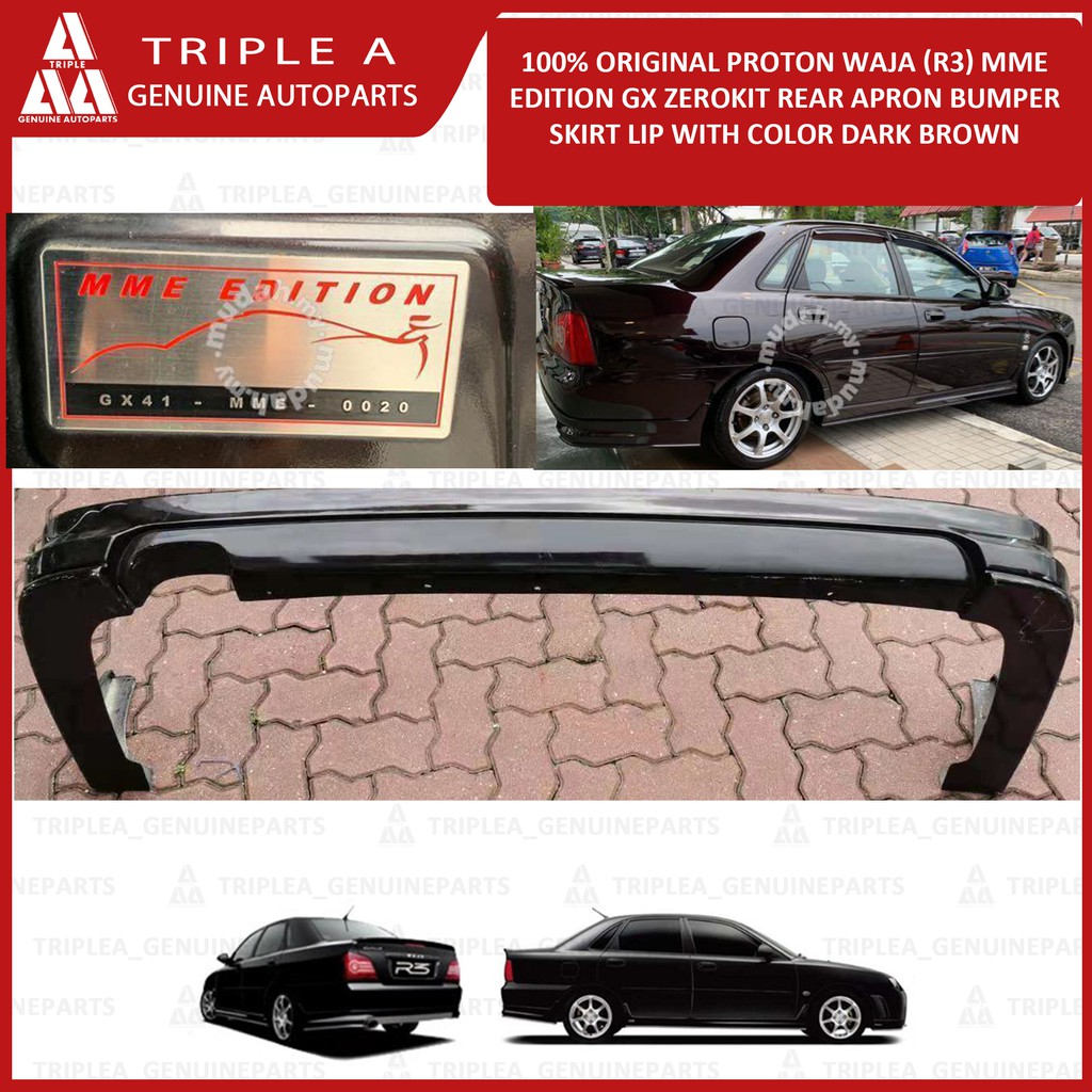 Proton Waja R3 Mme Edition Gx Zerokit Rear Apron Bumper Skirt Lip With Color Dark Brown Shopee Singapore