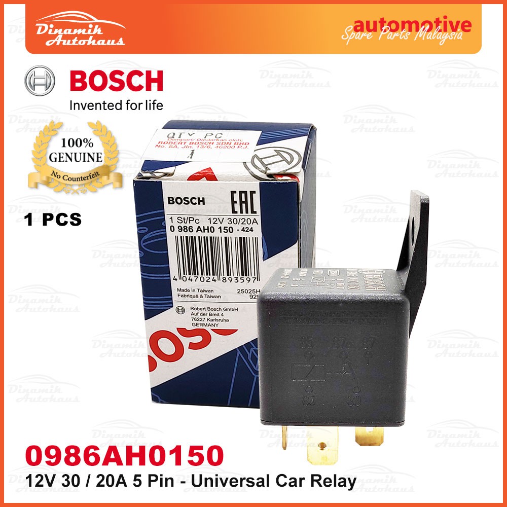 [Shop Malaysia] Bosch Universal Automotive Car 5 Pin 87A Relay 12V 30A / 20A - Bosch 5 Pin 87A Relay 0986AH0150