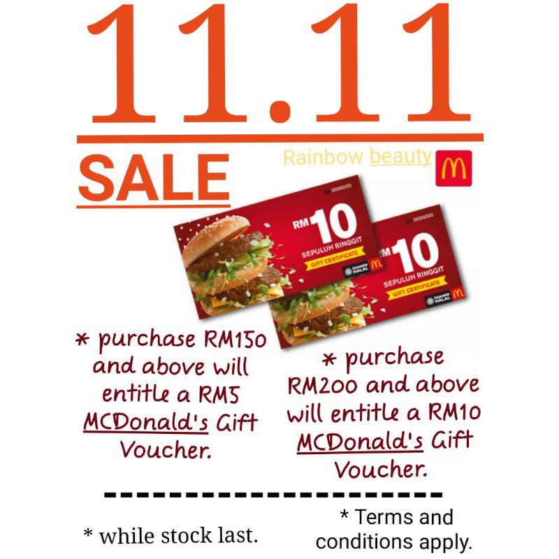 Rm5 Mcdonald S Gift Voucher Not For Sale Shopee Singapore