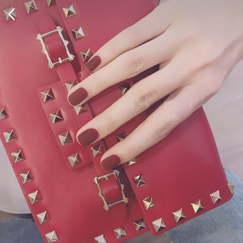 55 Matte Red Artificial Nail Tips 24pcs Women Fake Nails Art Acrylic Nails Shopee Singapore