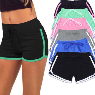 Image of Women Casual Sport Gym Shorts Cotton Side Split Elastic Waist Yoga Shorts