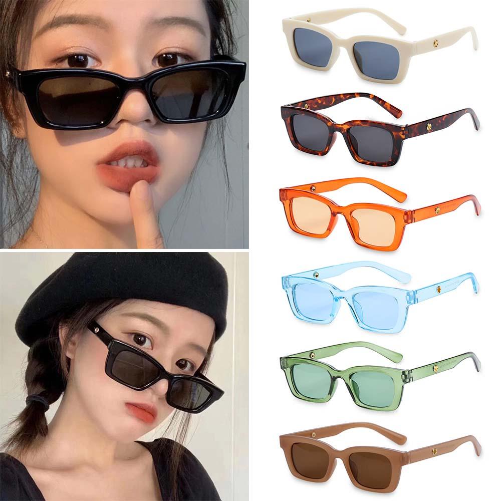 Image of MOCHO Rectangle Sunglasses Retro 90s Vintage Street Shot Narrow Square Frame Ladies Outdoor Eyewear #5