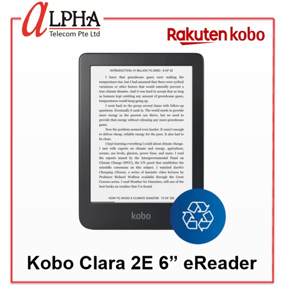 Kobo Clara 2E - 6” HD E Ink Carta 1200 touchscreen 300 PPI, 1448 x 1072 ...