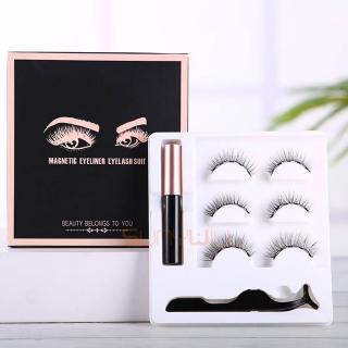 Image of 3 Pairs Magnetic Eyelashes Set Natural long 3D Faux Magnet Eye Lashes Easy to Wear Soft Mink Lashes