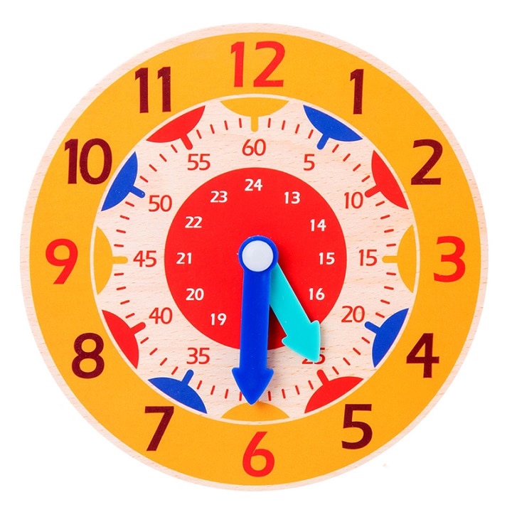 Montessori Wooden Clock Toys Hour Minute Second Cognition Colorful