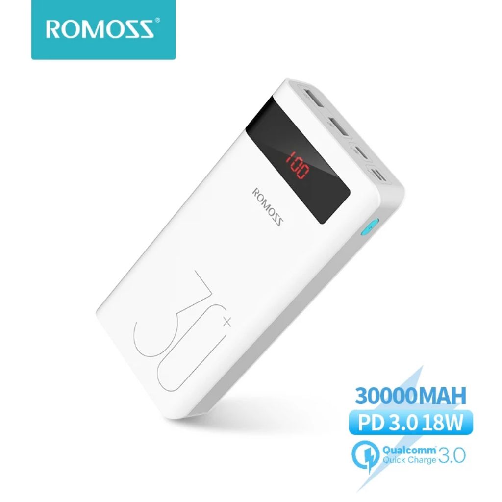 romoss sense 8 30000mah qc type c power bank white