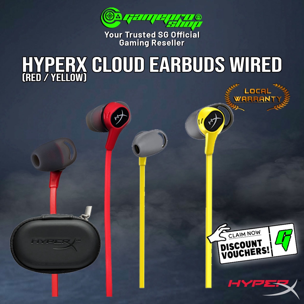 HyperX Cloud Earbuds Yellow Wired 3.5mm with Mic for Switch / Consoles