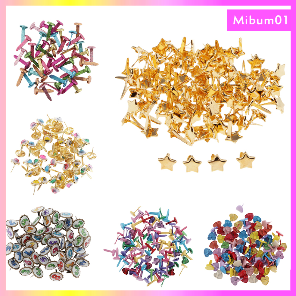 100 Pcs Mixed Color Round Rhinestone Paper Fasteners Mini Pastel Brads for Scrapbooking DIY Art and Craft Projects 