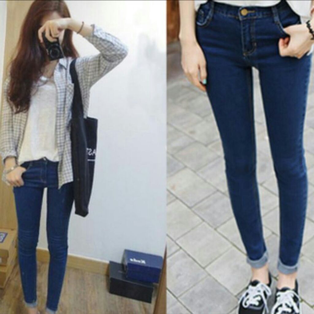 Po High Waisted Skinny Jeans Shopee Singapore