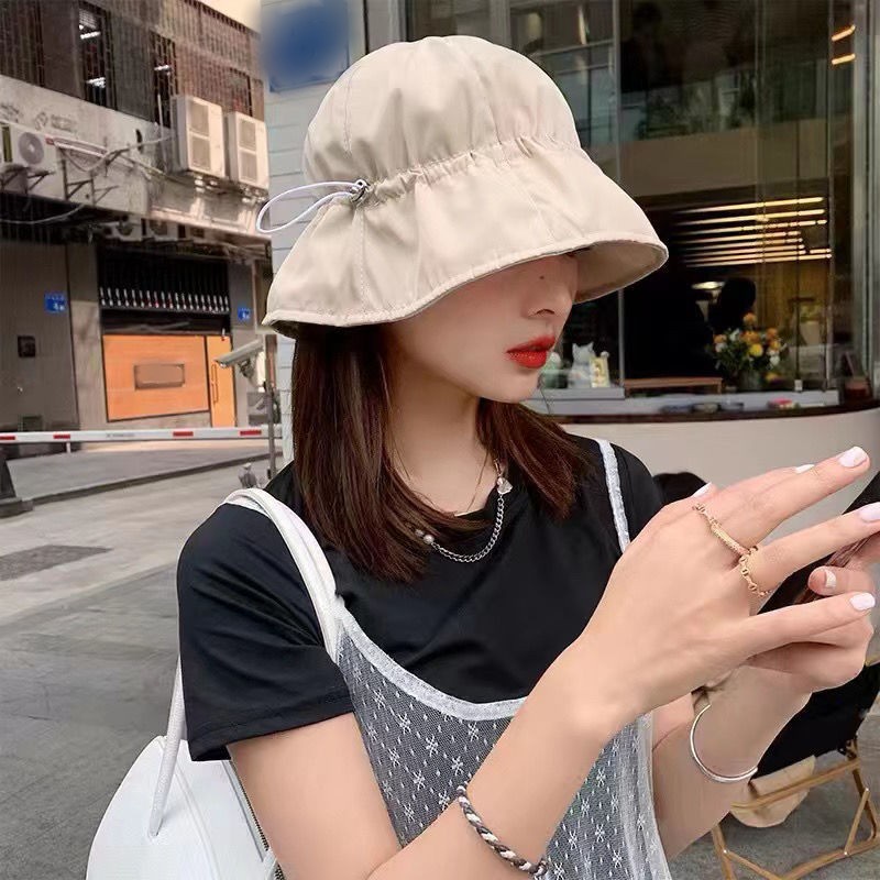 Image of Women Men Summer Sun Protector Adjustable Bucket Hats/Fashion Casual Breathable Anti UV Quick-dry Wind Rope Cap / Outside Travel Beach Fisherman Bucket Hat #1