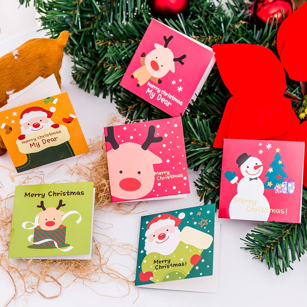 10pcs Fresh Mini Christmas Cards Xmas Eve Greeting Blessing Cards With Envelope Shopee Singapore