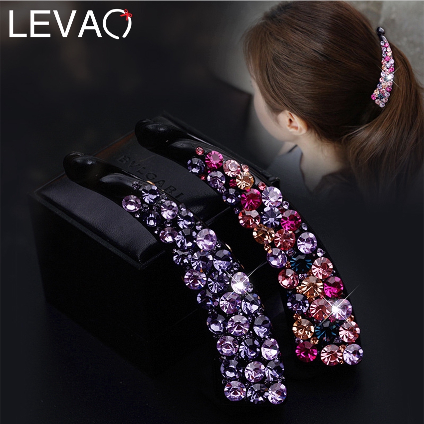New Hair Clips Vintage Rhinestone Hairpins Women Horsetail Hair Clips